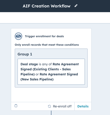 AIF Creation Workflow - Trigger Enrollment