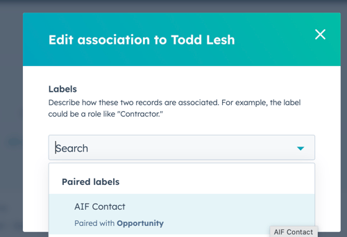 Association Label Screenshot